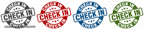 check in stamp. check in round stamp set isolated on white background