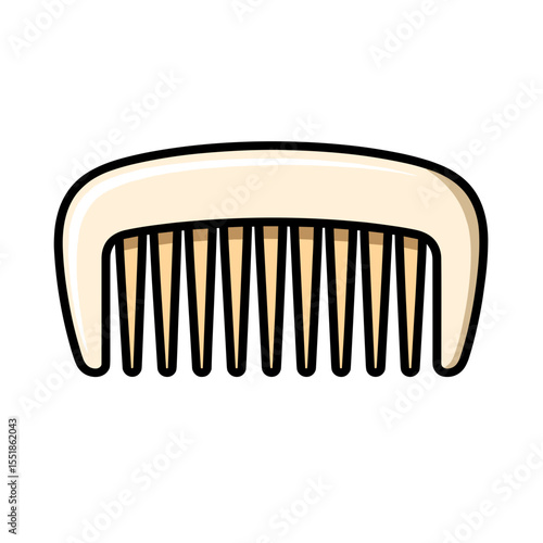 Illustration of a Simple Beige Comb with Black Outline for Hair Grooming and Styling
