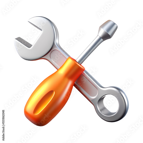 3d render illustration of isolated transparent wrench tool icon