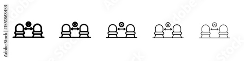 Social distancing sitting icon simple illustration logo art
