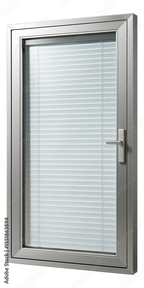 Fototapeta premium Glass door with integrated blinds, perfect for a private residence, offering adjustable privacy and light control.
