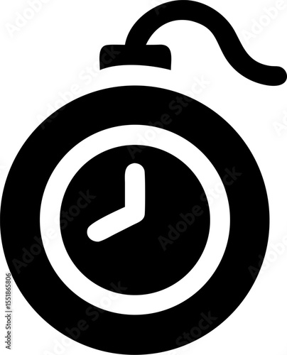  timer bomb vector outline icon on white or transparent background. Military Solid Editable Icon