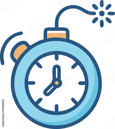  timer bomb vector outline icon on white or transparent background. Military Solid Editable Icon