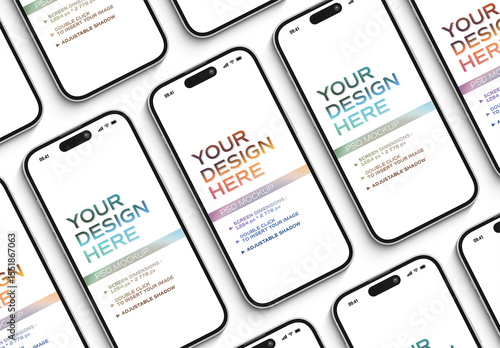 Isolated Clay Smartphones With Shadows Mockup