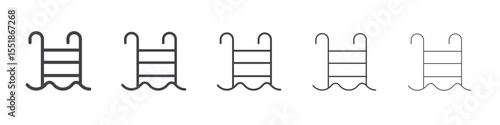 Swimming pool ladder icon simple illustration logo art