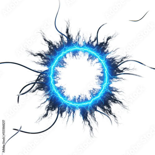 Wallpaper Mural Bright blue electric ring, dynamic arcs, sparks, and plasma, enveloped by dark, ethereal smoky tendrils on a transparent background, high-key studio light, sharp focus, high contrast concept of Torontodigital.ca