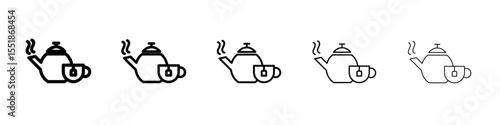Teapot with teabag on cup icon simple illustration logo art