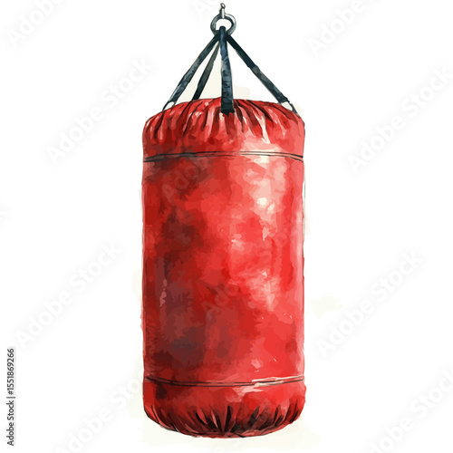 Punching Bag, watercolor clipart vector, isolated on a white background.