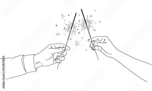 Two hands lighting sparklers in symbolic celebration of freedom and unity