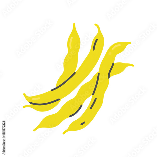 Yellow Beans Doodle: A Simple Hand-Drawn Sketch of Yellow Beans, Representing Legumes and Healthy Eating