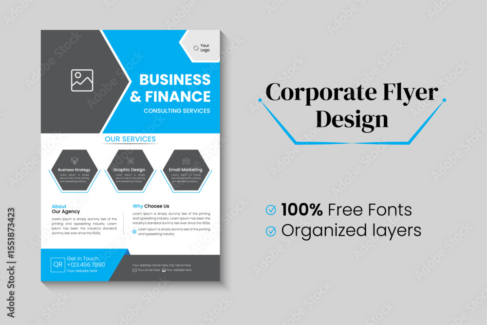Modern corporate flyer layout with creative shapes vector Modern corporate flyer layout with creative shapes vector