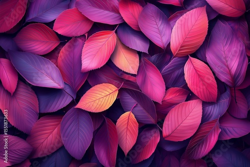 Wallpaper Mural Vibrant purple pink and orange autumn leaves creating natural colorful pattern background. Torontodigital.ca