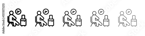 Traveler sitting in the airport lounge icon simple illustration logo art
