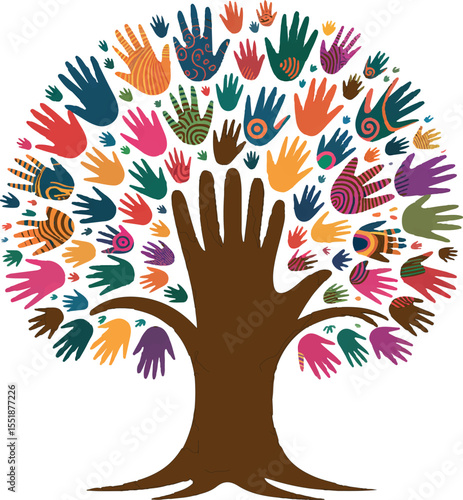 A Colorful Tree of Hands A Symbol of Unity Diversity and Community Supporting one another for a Better World Together