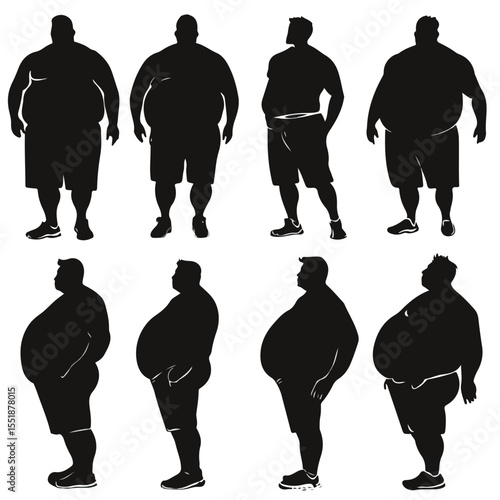vector silhouettes of fat guy