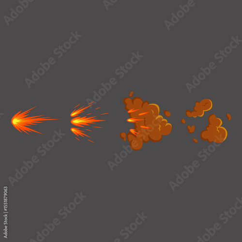 Set Cartoon Fire Explosion Effect Animation  Spritesheet for Games and VFX