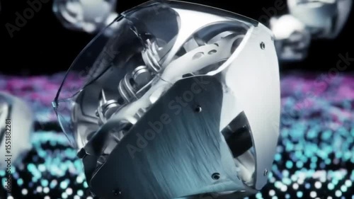 Floating Geometric Forms in Digital Space Controlled by AI Logic