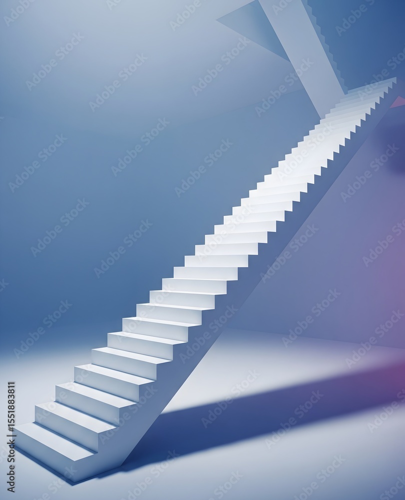 Fototapeta premium Endless White Staircase Floating in Surreal Space
