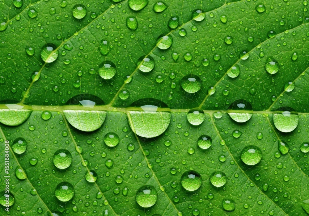 Lush Green Leaf with Raindrops. Close up of a verdant plant surface covered in pristine liquid gems. This natural scene symbolizes refreshing purity and vitality. Lush Green Leaf with Raindrops. Close up of a verdant plant surface covered in pristine liquid gems. This natural scene symbolizes refreshing purity and vitality.