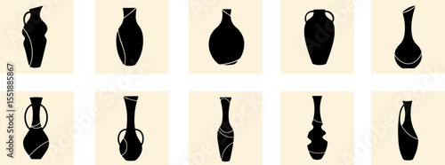 Abstract African Vases. Bohemian Ethnic Pottery Art Collection.