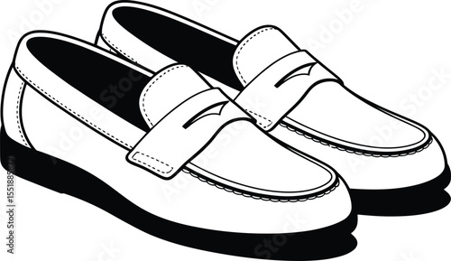 Vector Loafer Shoes: Classic Slip-On Footwear - Men's Fashion and Casual Wear Graphic.
