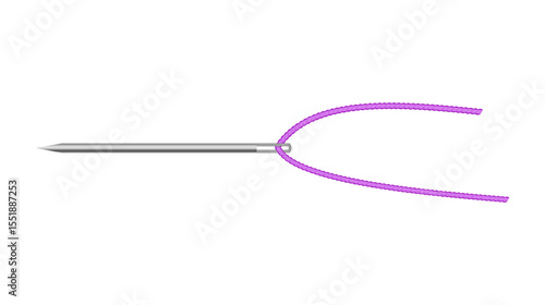 Silver Sewing Needle vector icon. Isolated on white needle illustration