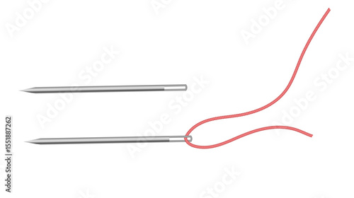 Silver Sewing Needle vector icon. Isolated on white needle illustration