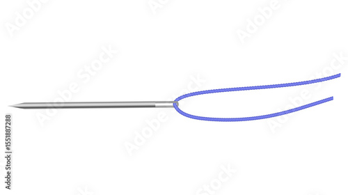 Silver Sewing Needle vector icon. Isolated on white needle illustration