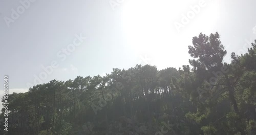 Aerial view of the sun in the mountains