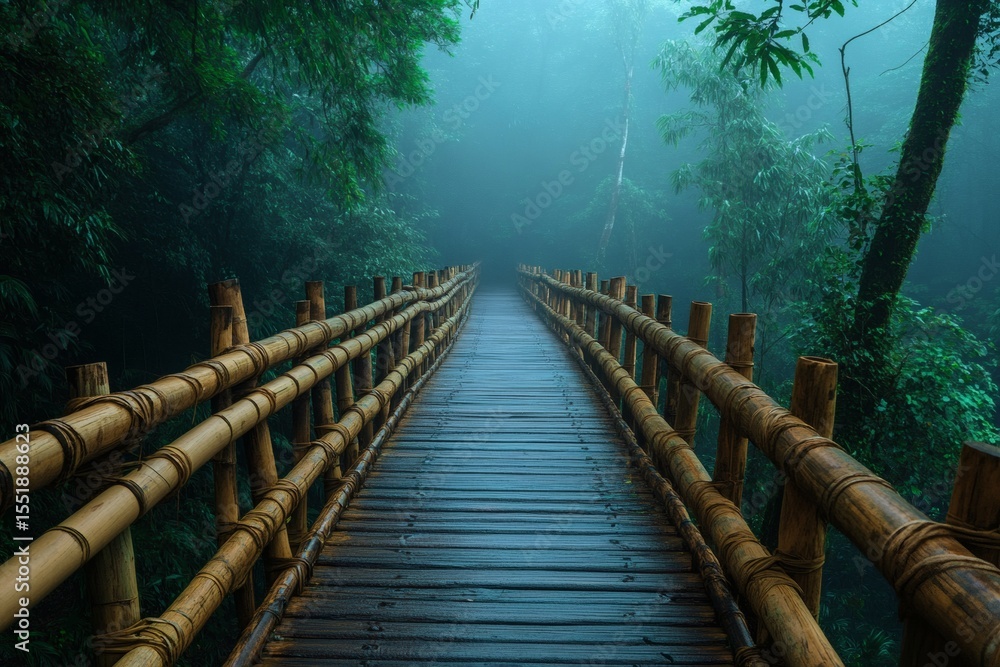Fototapeta premium Wooden bridge in jungle.