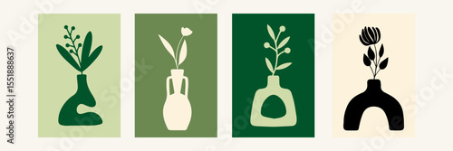 Minimalist Abstract Botanical Posters Set for Cafe and Home Decor