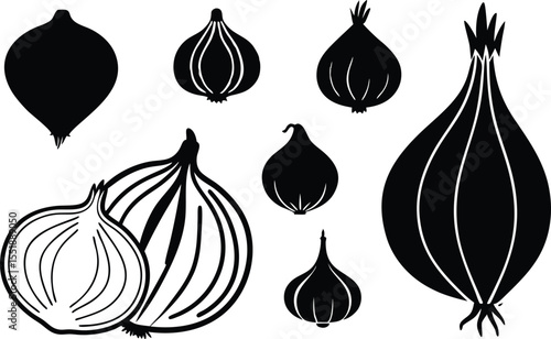 onion vector illustration, simple onion silhouette design.