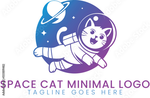 Space Cat Logo Minimalist Design for Brand Identity