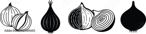 onion vector illustration, simple onion silhouette design.