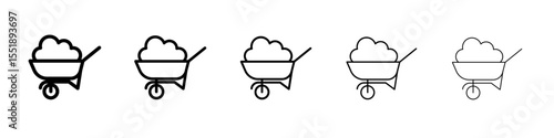 wheelbarrow unloading icon simple illustration logo art
