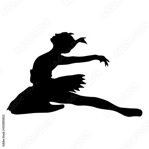Ballerina, modern dance positions. Black silhouette of a dancing girl on a white background. Ideal for design projects related to dance, performing arts, fitness