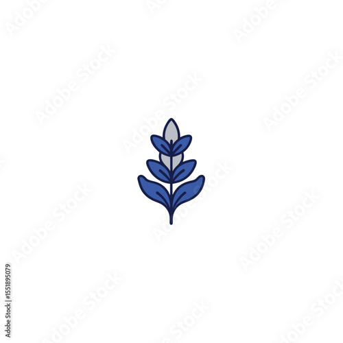 Texas Bluebonnet Vector Icon with Stacked Indigo Blooms for Botanical Graphic Use