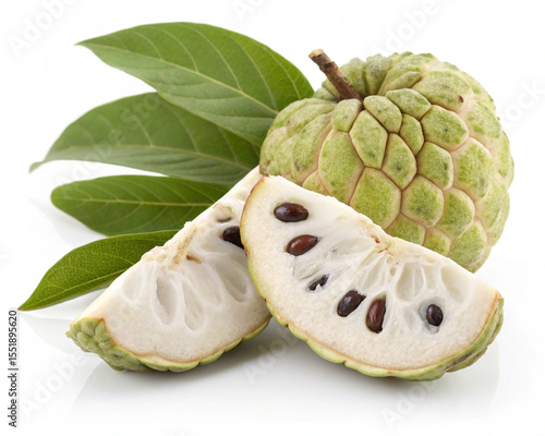 "High-resolution PNG image of a fresh Custard-Apple isolated on a clean white background. 