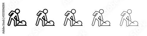 Worker digging icon simple illustration logo art