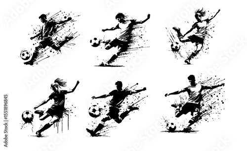 Wallpaper Mural Soccer player Silhouette Grunge Splatter and Dripping Spray Effects Torontodigital.ca
