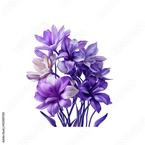 Dreamy Bouquet of Purple and Lavender Flowers on Transparent Background