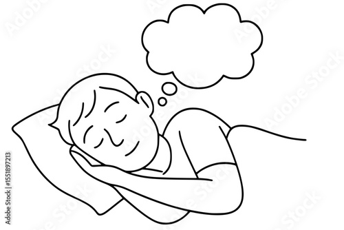 Vector Illustration of Person Dreaming in Sleep