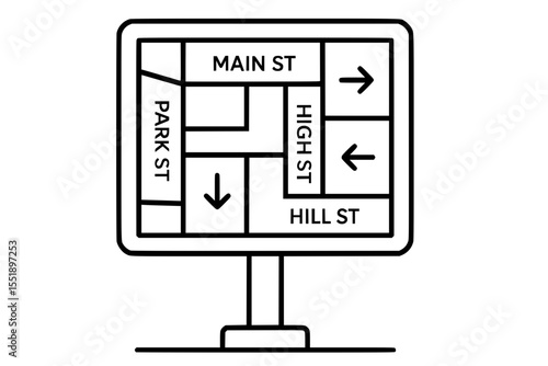 Vector Illustration of a Wayfinding Street Map Sign