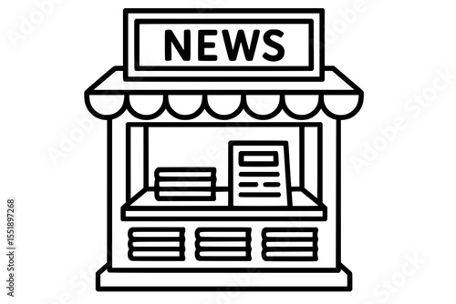 Vector Drawing of Traditional Newsstand Booth