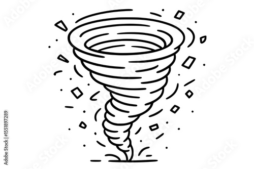 Tornado Vector Illustration with Debris and Swirling Motion