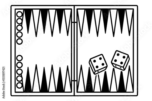 Vector Illustration of Backgammon Board with Dice Outline
