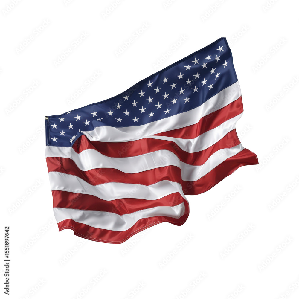 Obraz premium American Flag Waving in the Wind - Patriotism, Independence Day, and National Pride