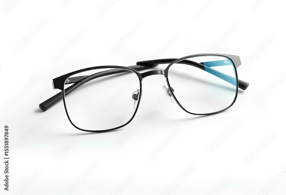 Photorealistic Product Render of Modern Eyeglasses on White Background Photorealistic Product Render of Modern Eyeglasses on White Background