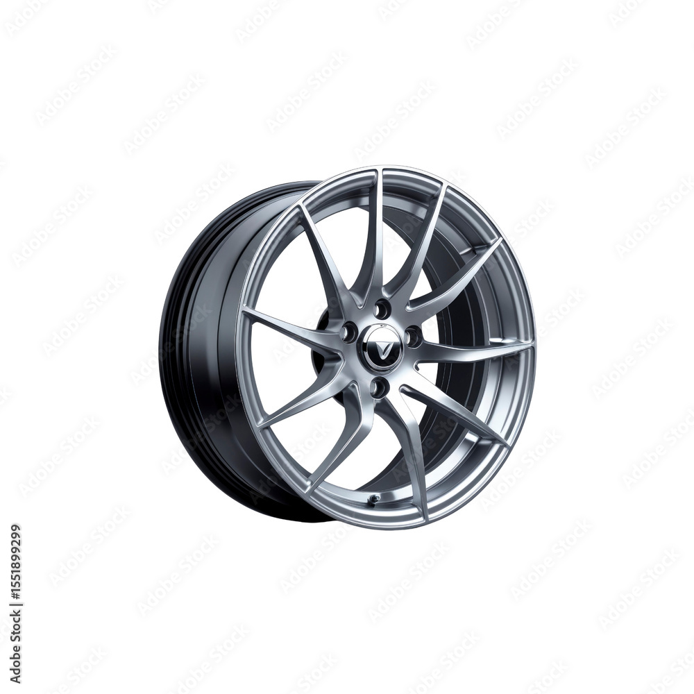 Obraz premium Stylish Silver Alloy Car Wheel Rim - Studio Shot