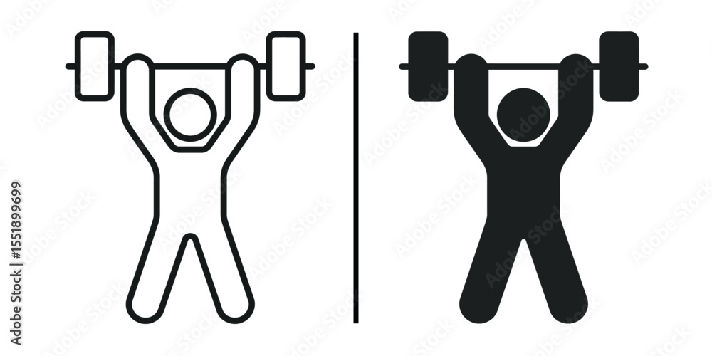 Fototapeta premium Iconic Weightlifting: A dynamic visual representation of weightlifting, a symbol of strength, fitness, and the relentless pursuit of personal bests. Representing two version of sport exercise.